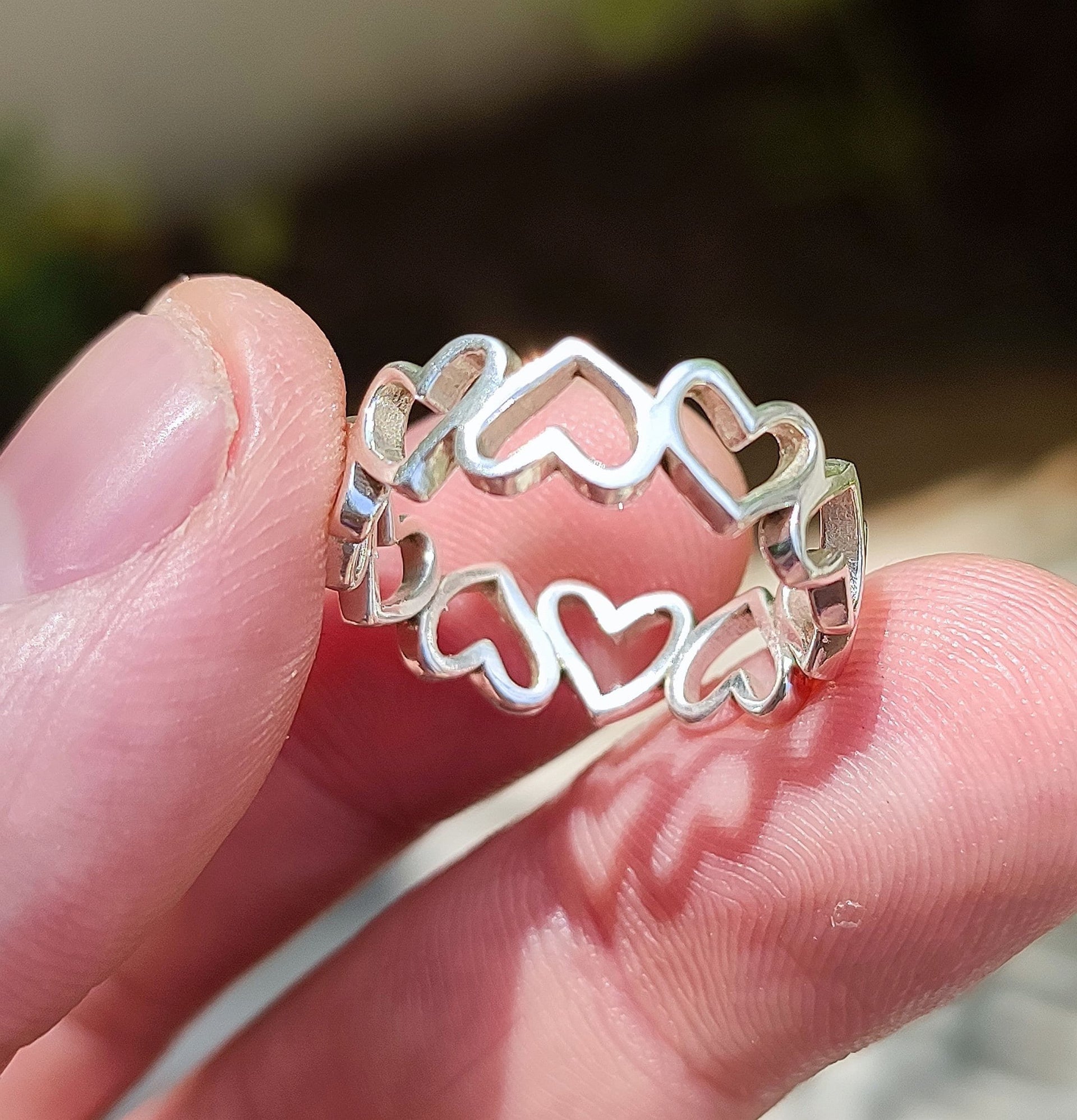 Sterling Silver Heart Ring With Simulated Aquamarine - Solid .925 Silver Love Band, Size 3