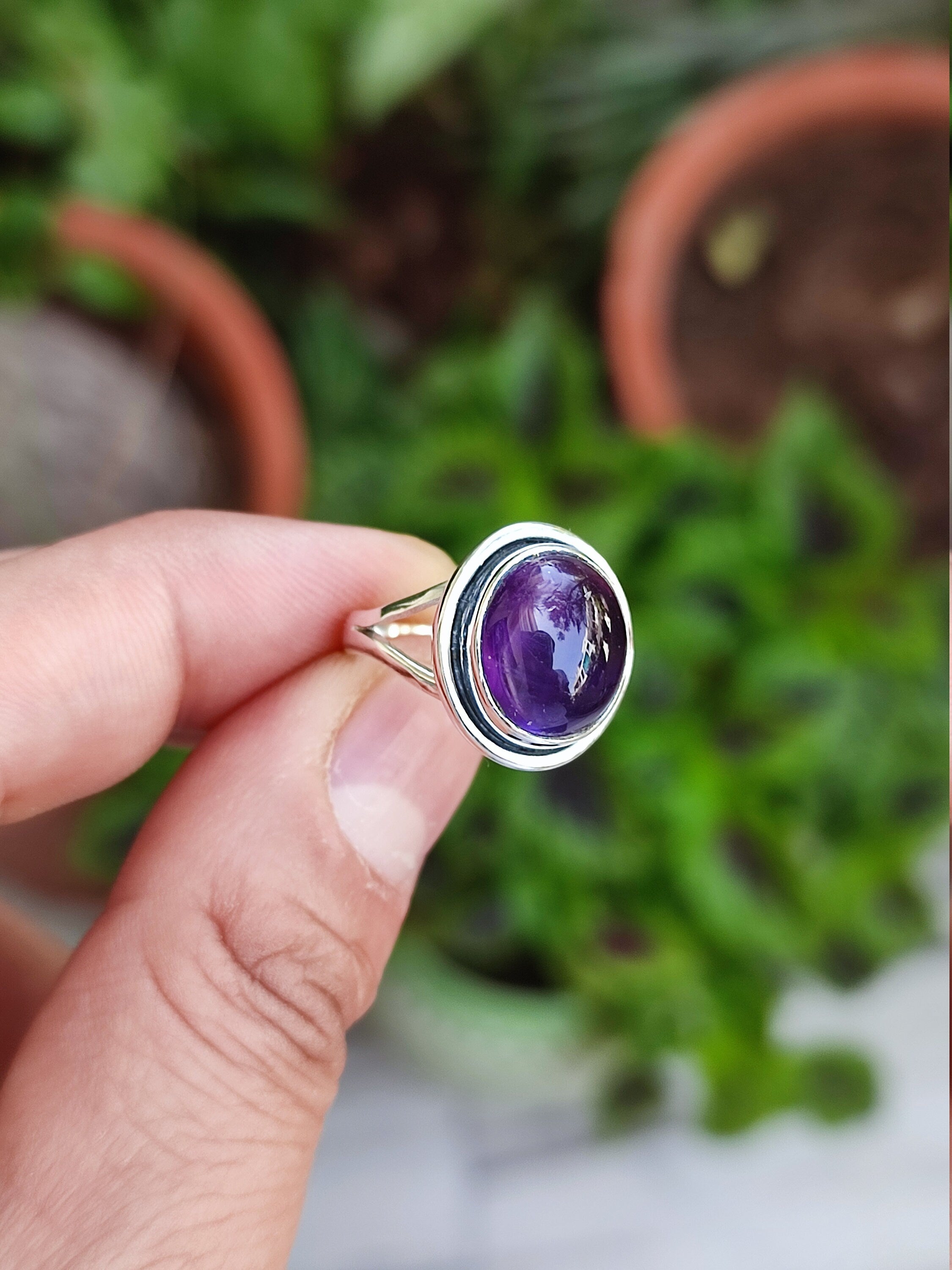 925 Sterling Silver & Amethyst popular Ring