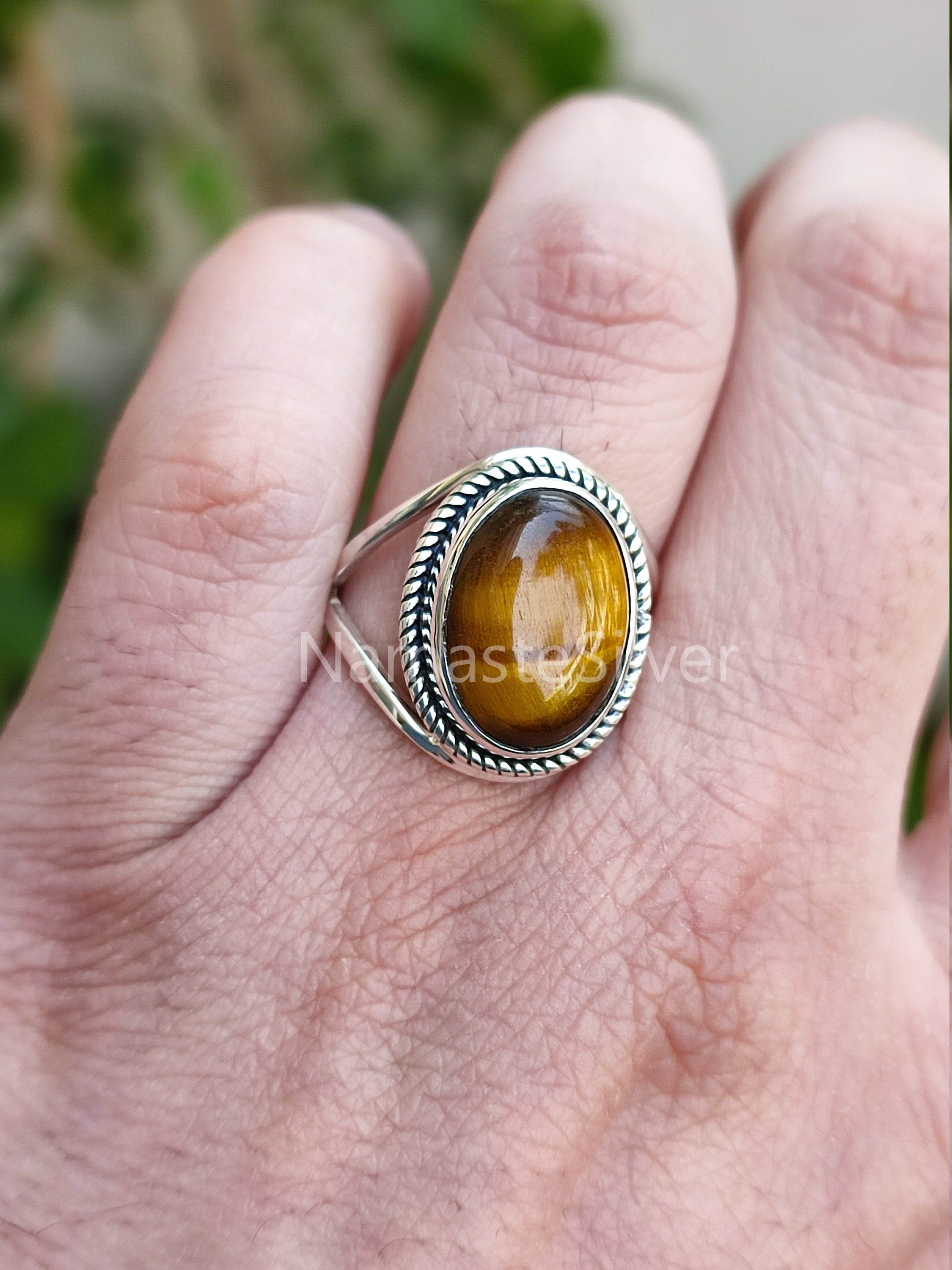 Tigers Eye 925 Sterling Silver Handmade Statement Women Ring, Tigers Eye Oval Silver Ring, Natural Tigers Eye Ring, Boho Ring, Gift for her