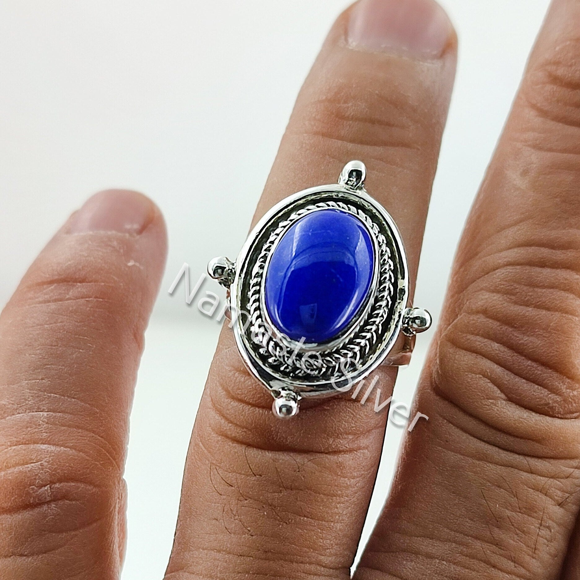 Lapis Lazuli 925 Sterling Silver Handmade Statement Women Ring, Blue Gemstone ring, Lapis Lazuli Silver Ring, Natural Lapis Ring, Boho Ring