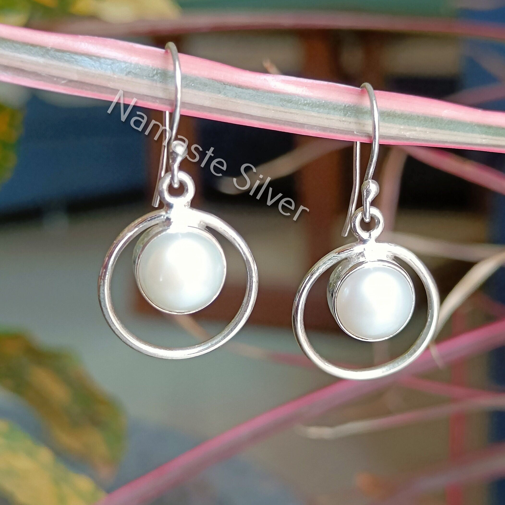 Freshwater Pearl Silver Handmade Dangle Earrings, Pearl Jewelry, Pearl Dangle Earrings, Bridal Earrings, Gift for Her, Pearl Silver Earrings