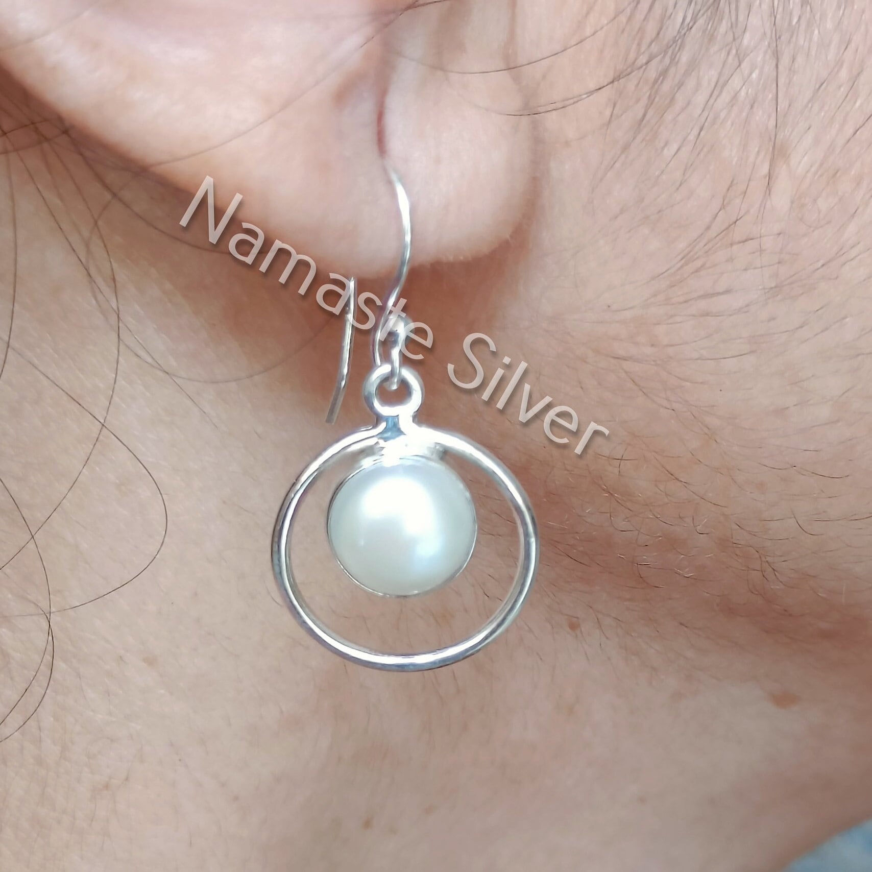 Freshwater Pearl Silver Handmade Dangle Earrings, Pearl Jewelry, Pearl Dangle Earrings, Bridal Earrings, Gift for Her, Pearl Silver Earrings