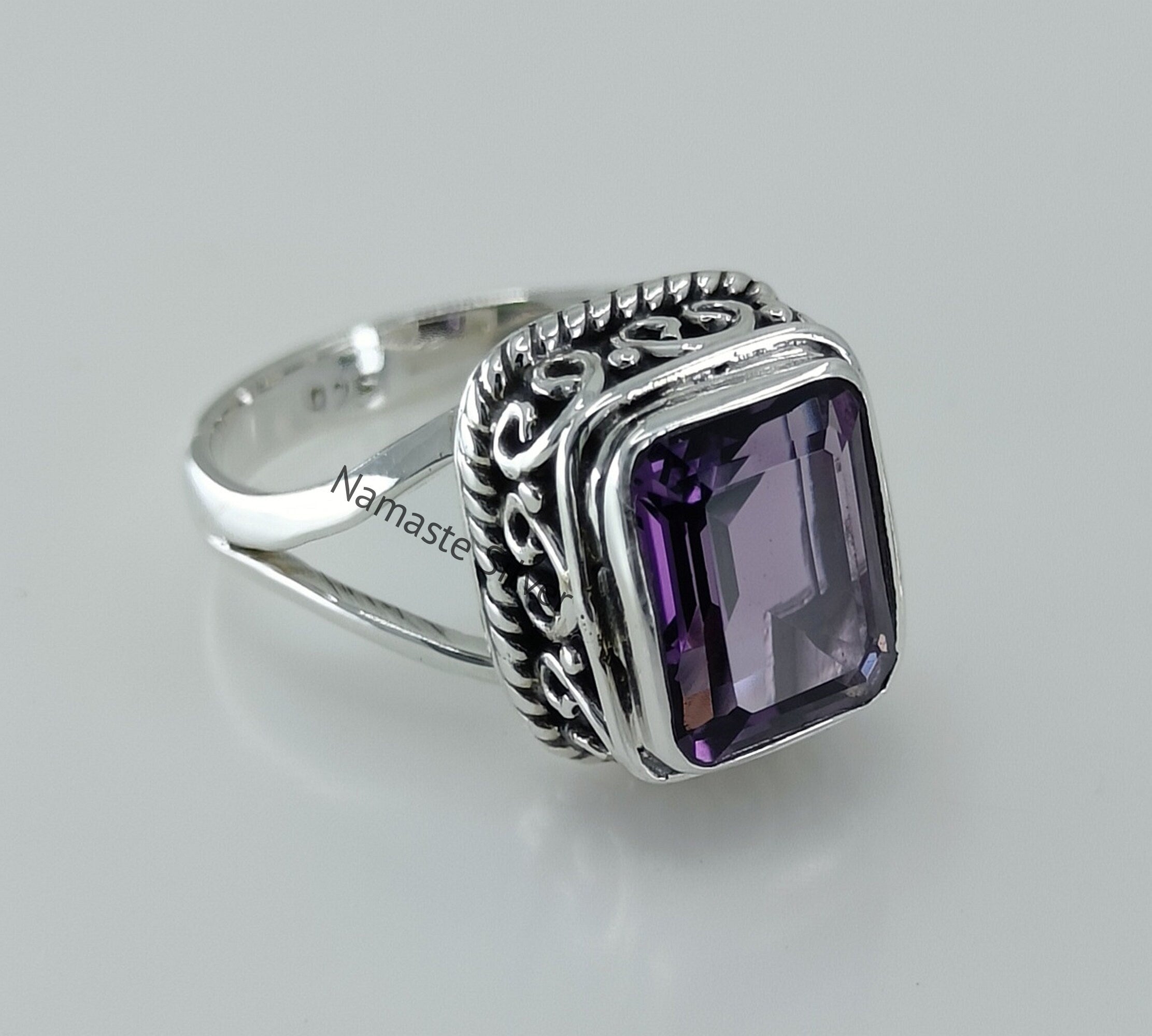 New s.925 sterling silver African amethyst ring store size 9