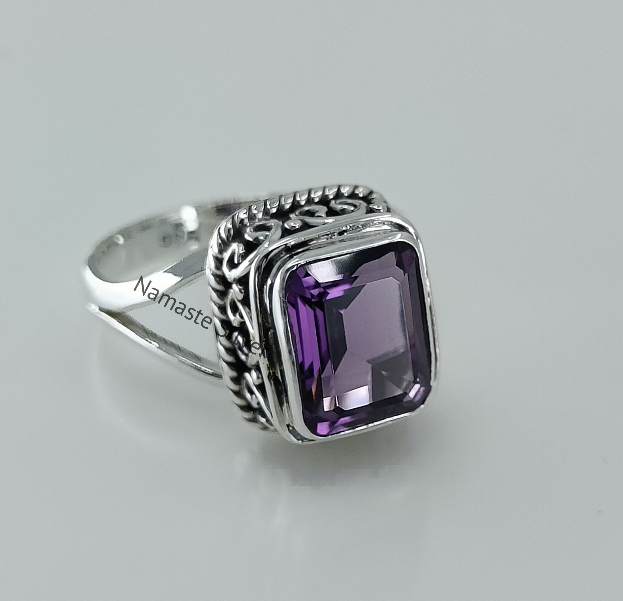 Women's Amethyst and Silver Ring, Size 7 US, Individually Handmade, Small Stone, hand sculpted fine popular silver, Small natural smooth amethyst