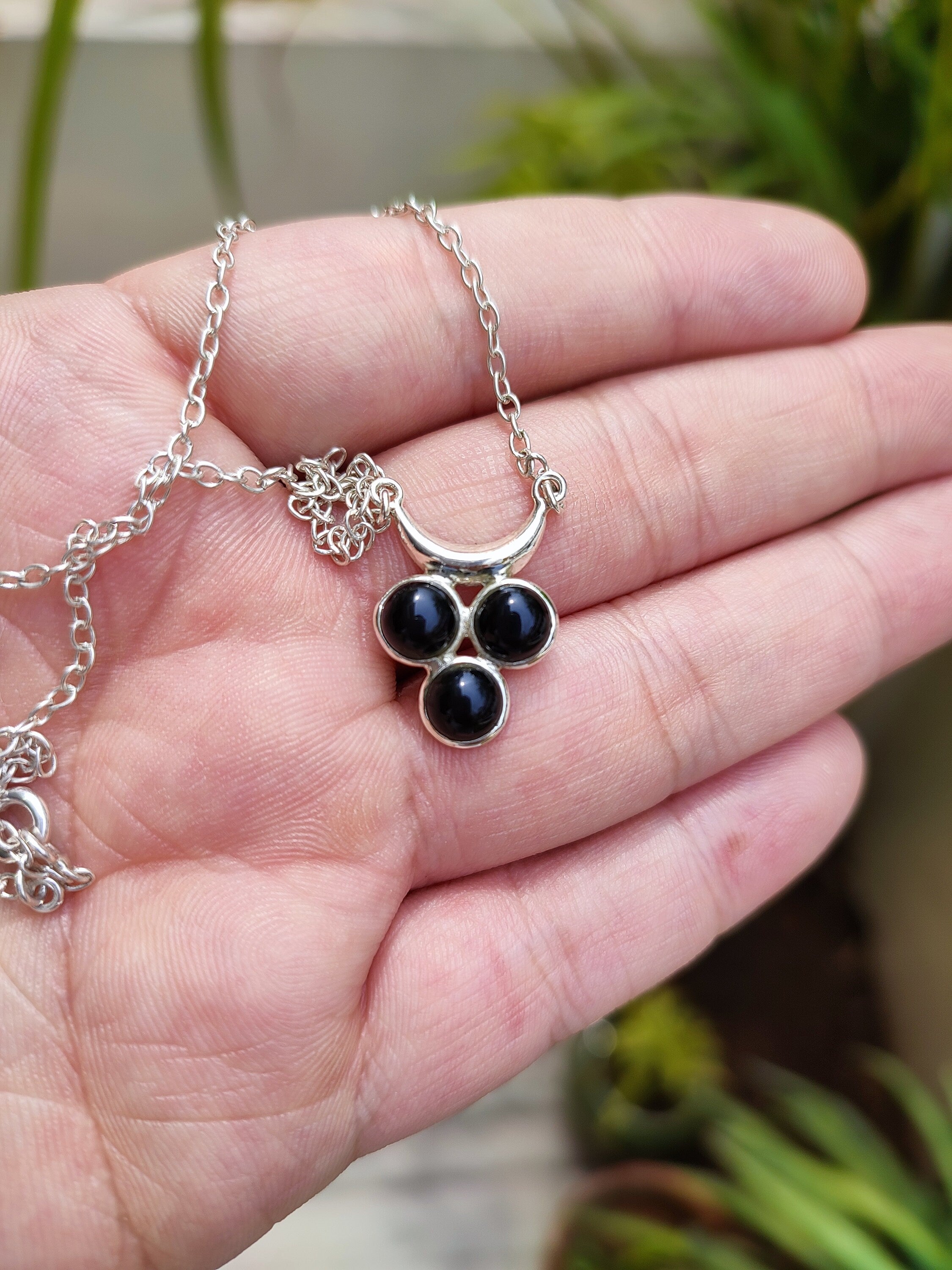 Black Onyx 925 Solid Sterling Silver Handmade Pendant Locket Chain