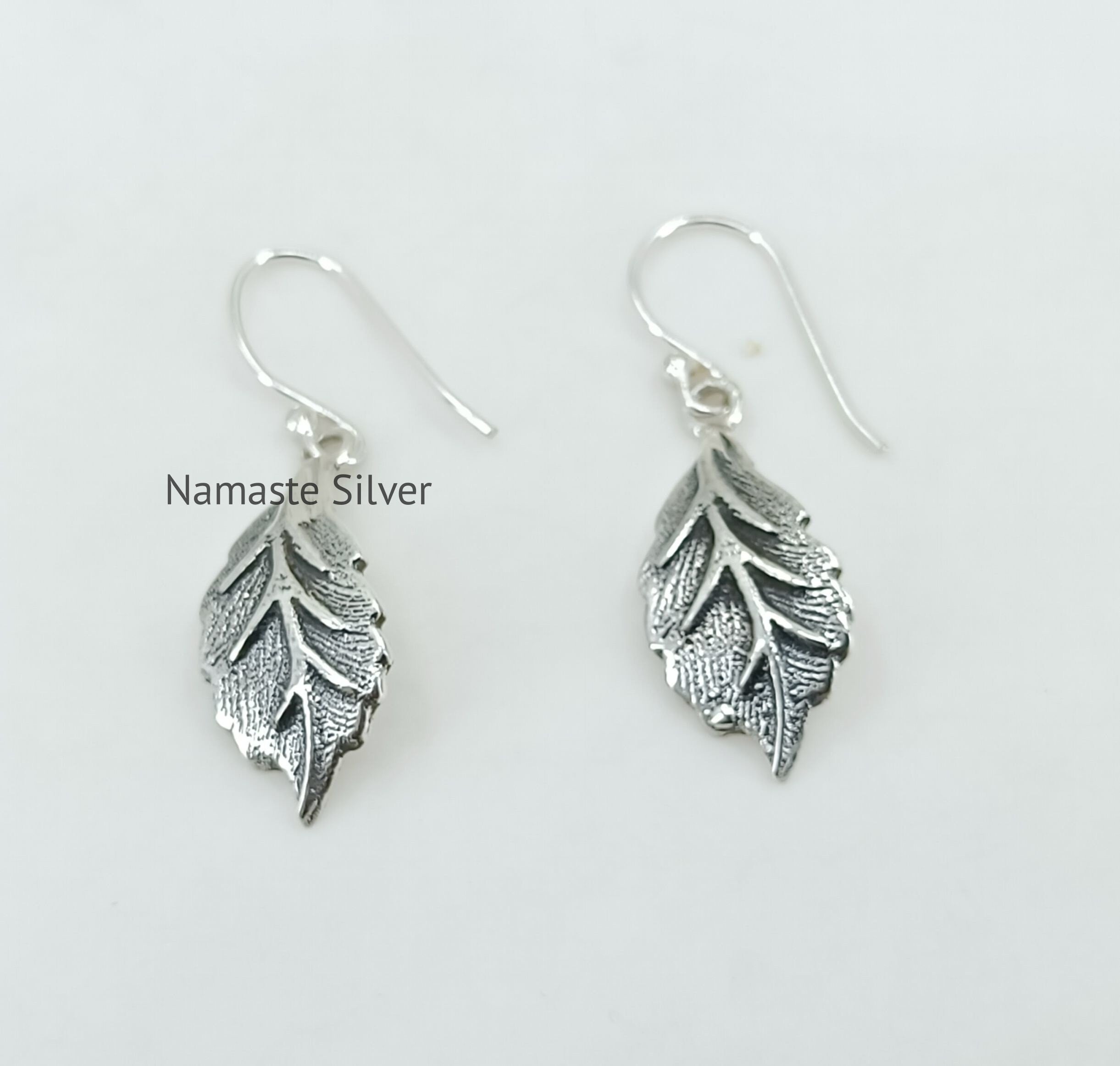 Leaf design 925 Sterling Silver Handmade Dangle Drop Earrings for Women, Silver Leaf Earrings, Gift for her, Boho Silver Earrings