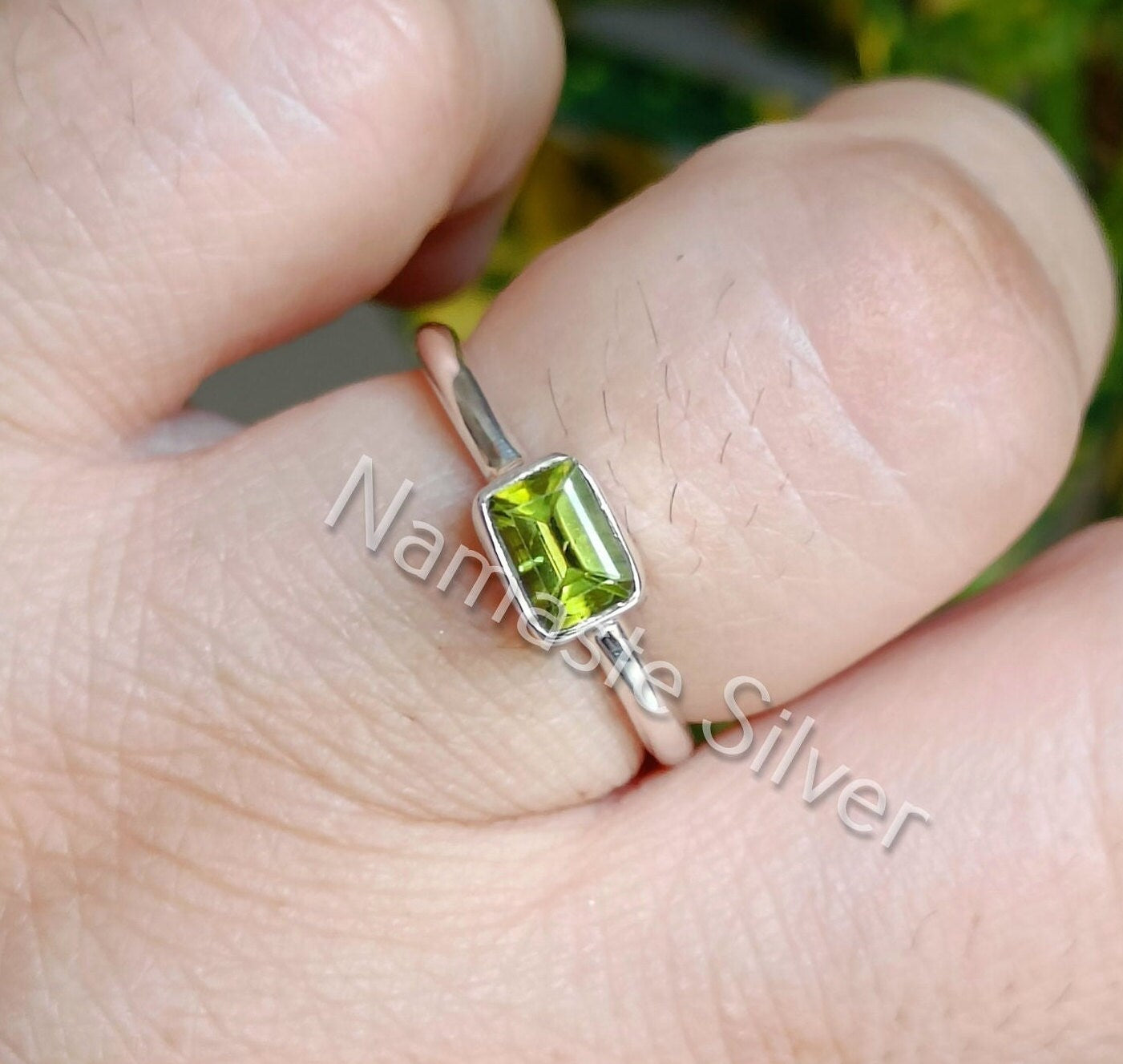 Natural Peridot 925 Solid Sterling Silver Handmade Women Dainty Ring, Boho Ring, Peridot Minimalist Silver Ring, Gift for her