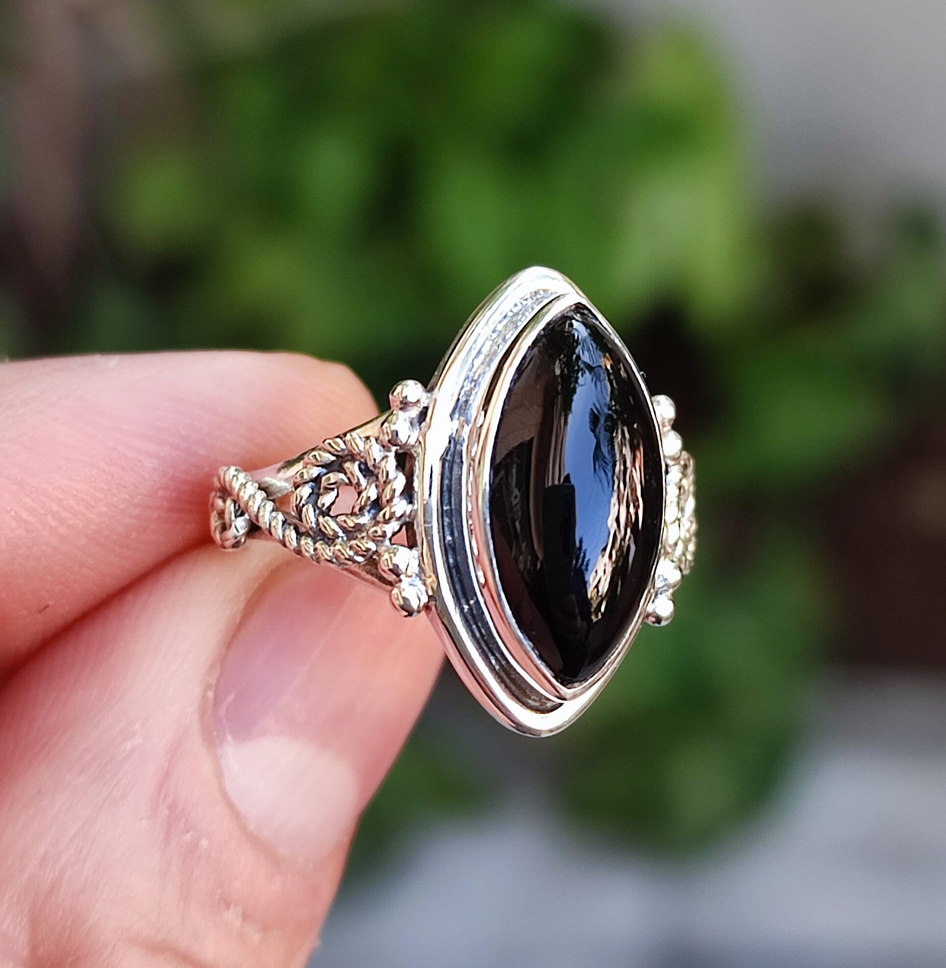 Black Onyx Ring, Black Onyx Silver Ring, Sterling Silver Ring, Black Gemstone Ring, Birthstone Ring, Gift For Her, Boho Handmade Jewelry