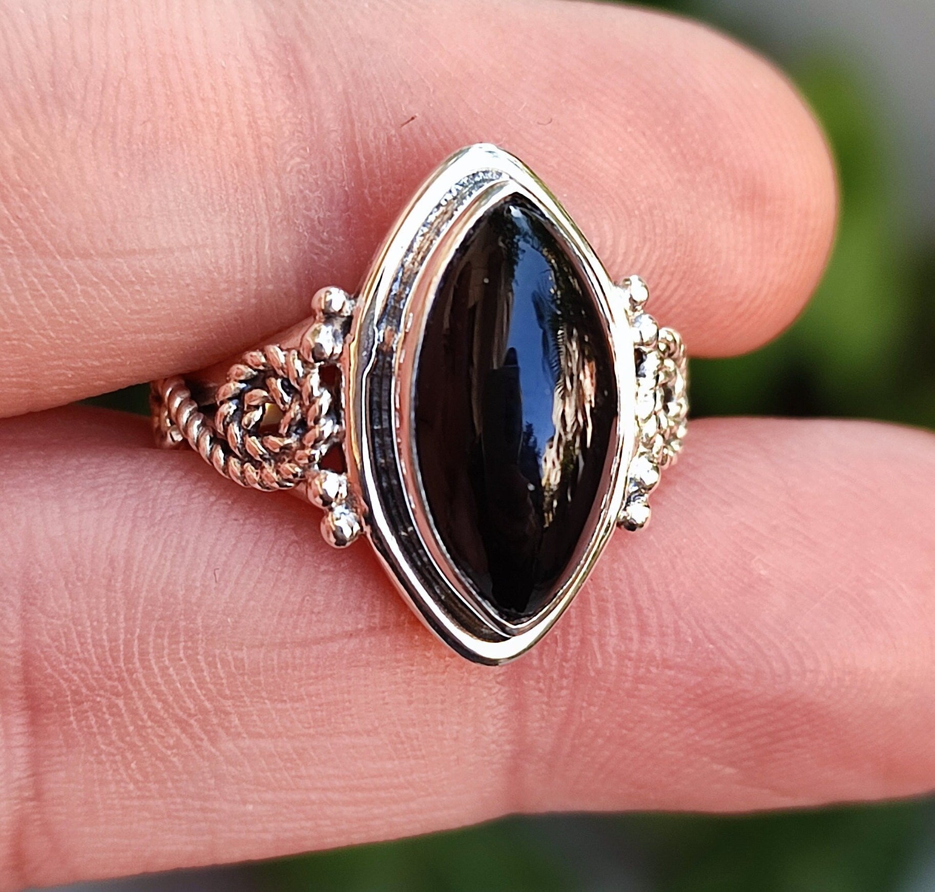 Black Onyx Ring, Black Onyx Silver Ring, Sterling Silver Ring, Black Gemstone Ring, Birthstone Ring, Gift For Her, Boho Handmade Jewelry