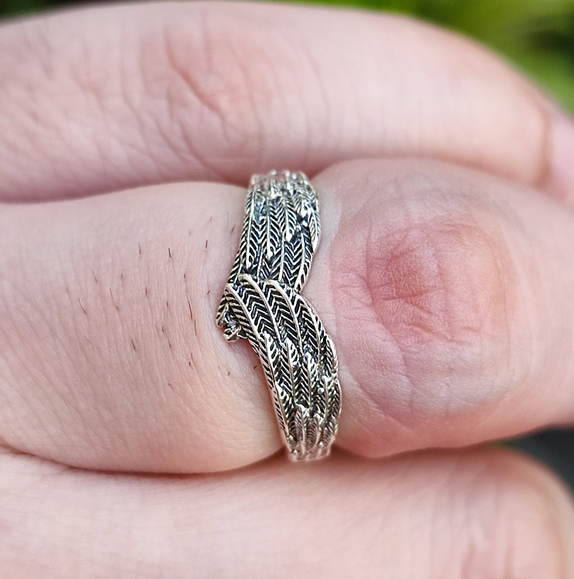 Sterling Silver Angel Feather Ring - Wing Hug Dainty Knuckle Band - Minimalist Gift for Her Birthday Anniversary Christmas Valentines Day