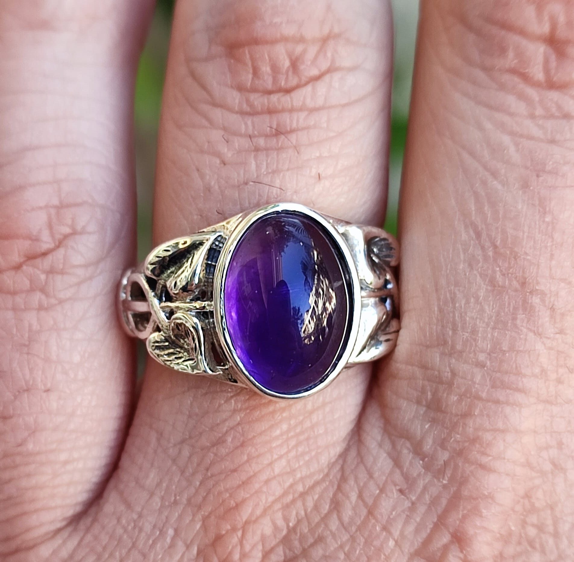 Amethyst Sterling Silver Ring Handmade Statement Natural Purple Gemstone Boho Gift for her Birthday Anniversary Christmas Valentine's Day