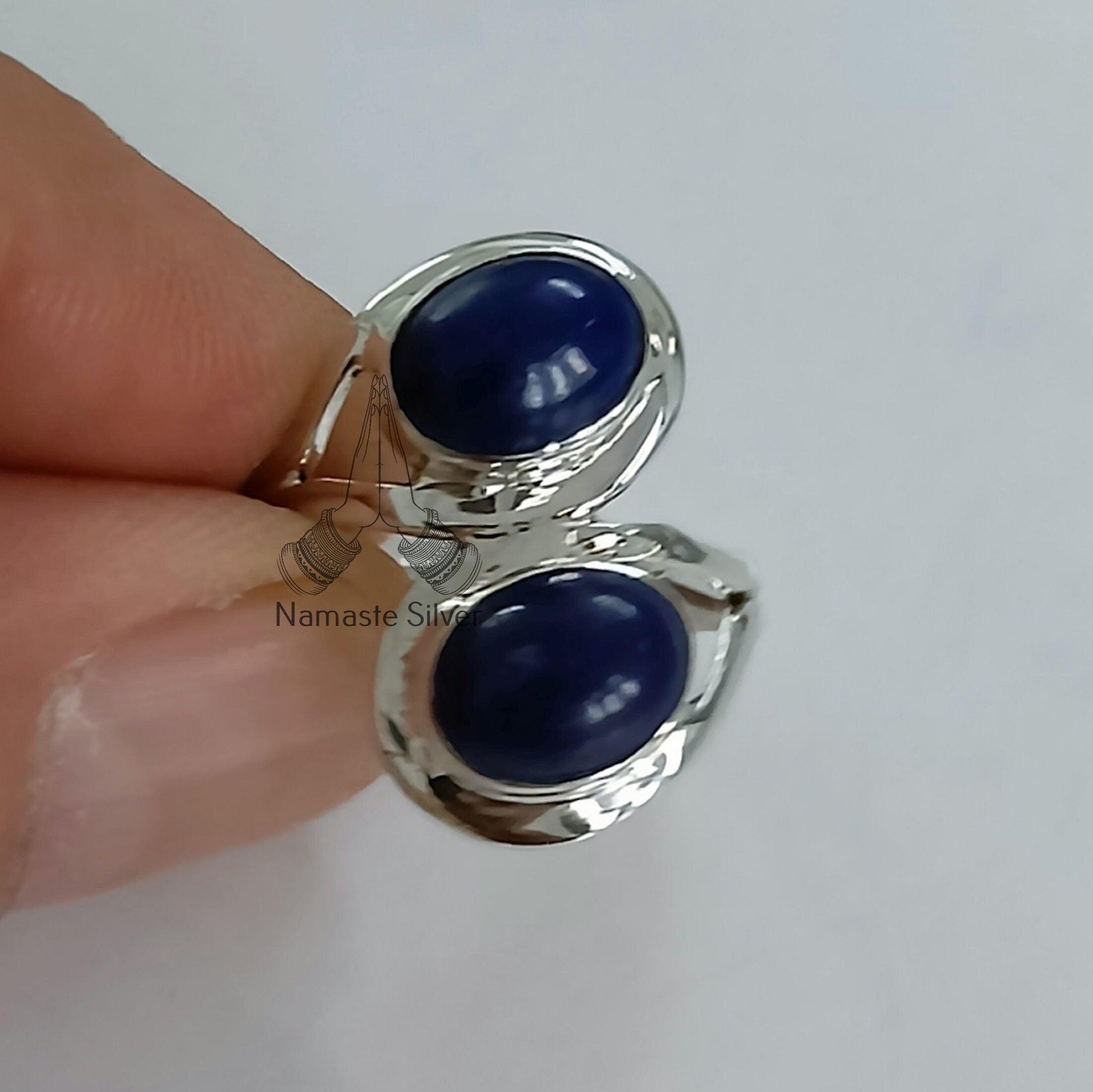 Lapis Lazuli Oval 925 Sterling Silver Handmade Statement Women Ring, Dual Blue Gemstone ring, Boho Ring, Gift for her, Lapis Lazuli Ring