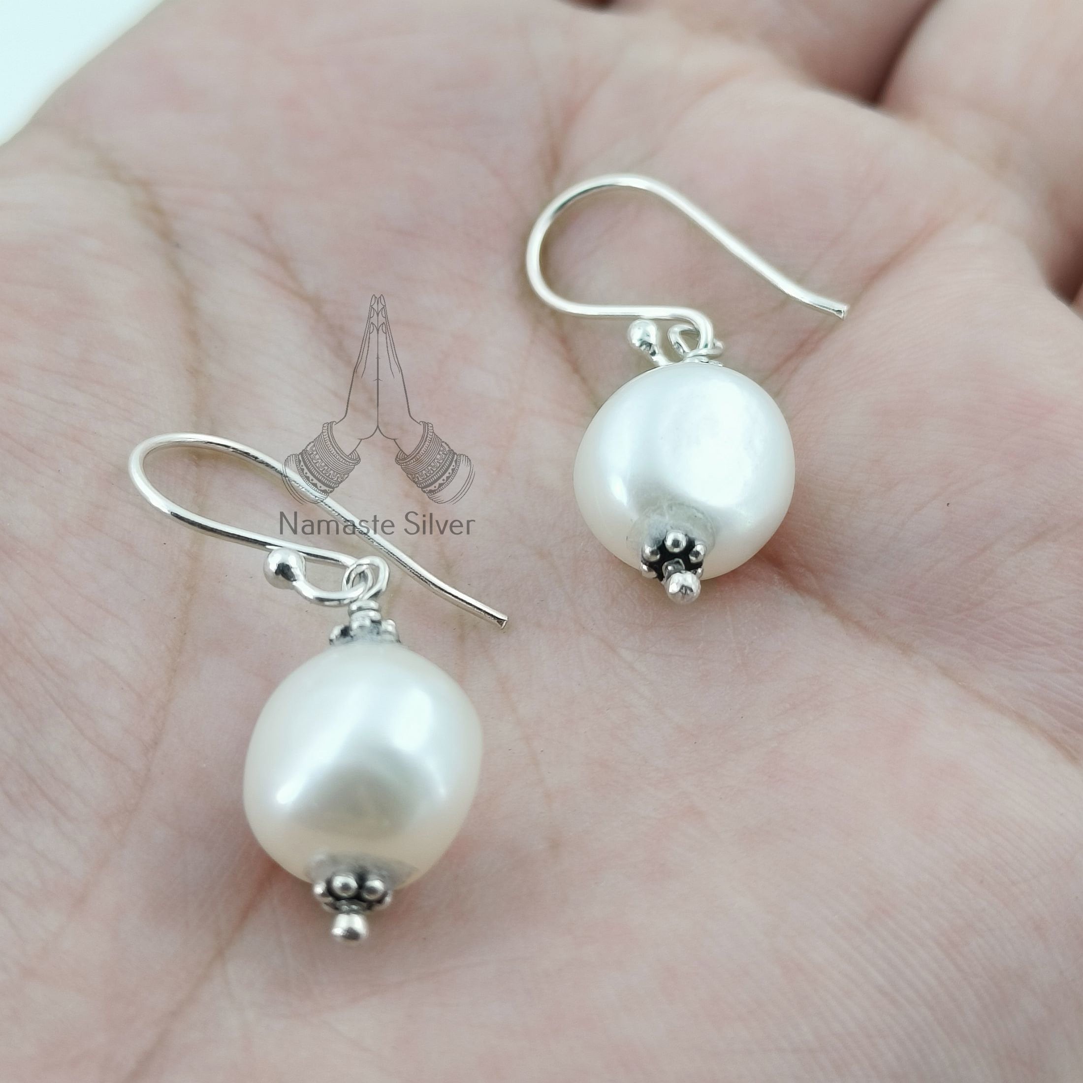 Pearl Dangle Earrings, 925 Sterling Silver Baroque Pearl Earrings, Handmade Freshwater Baroque Pearl Jewelry, June Birthstone Gift For Her