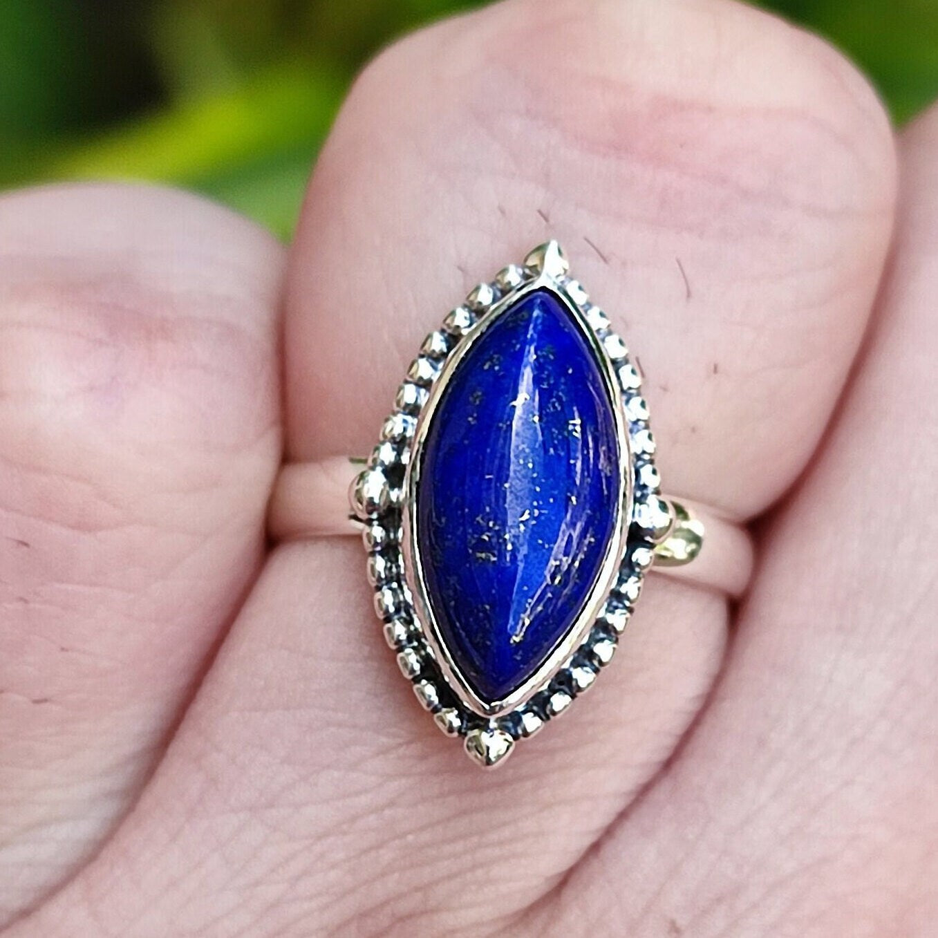 Lapis Lazuli Ring, Lapis Lazuli Silver Ring, Handmade Lapis Jewelry, Sterling Silver Blue Gemstone Ring, Gift for Her Birthday Anniversary