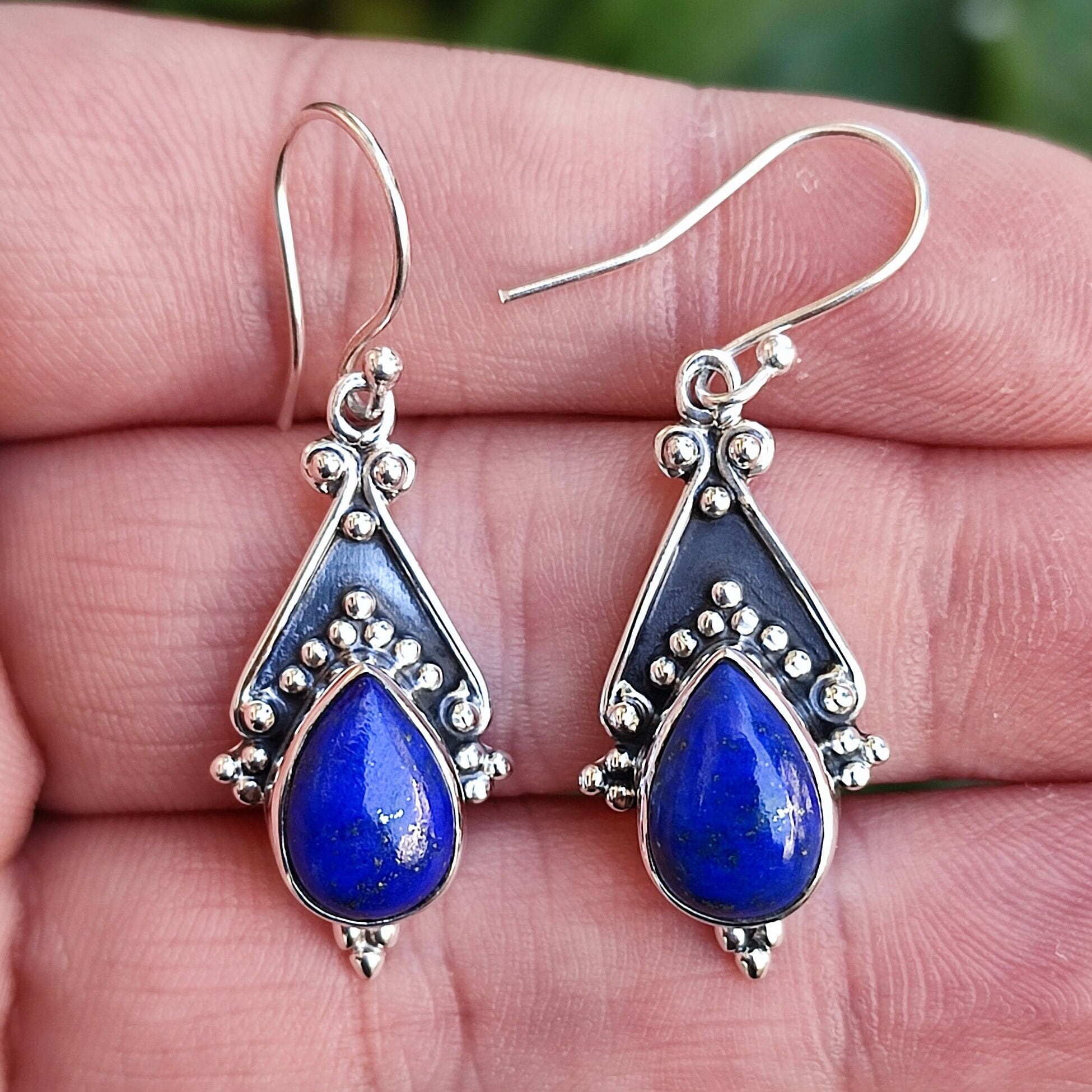 Lapis Lazuli Earrings, Lapis Lazuli Dangle Drop Earrings, Sterling Silver Earrings, Gemstone Earrings, Sterling Silver Earrings Gift for her