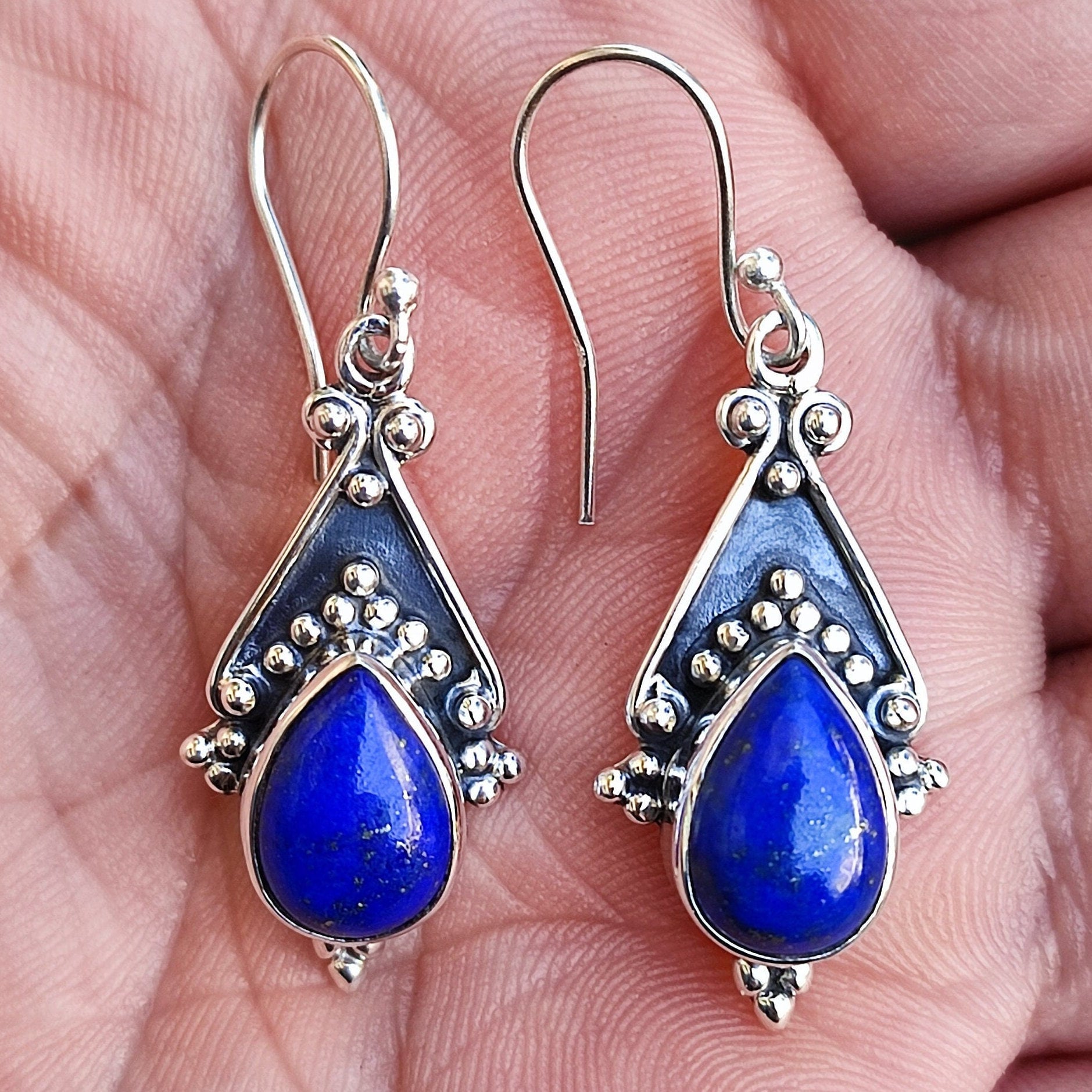 Lapis Lazuli Earrings, Lapis Lazuli Dangle Drop Earrings, Sterling Silver Earrings, Gemstone Earrings, Sterling Silver Earrings Gift for her