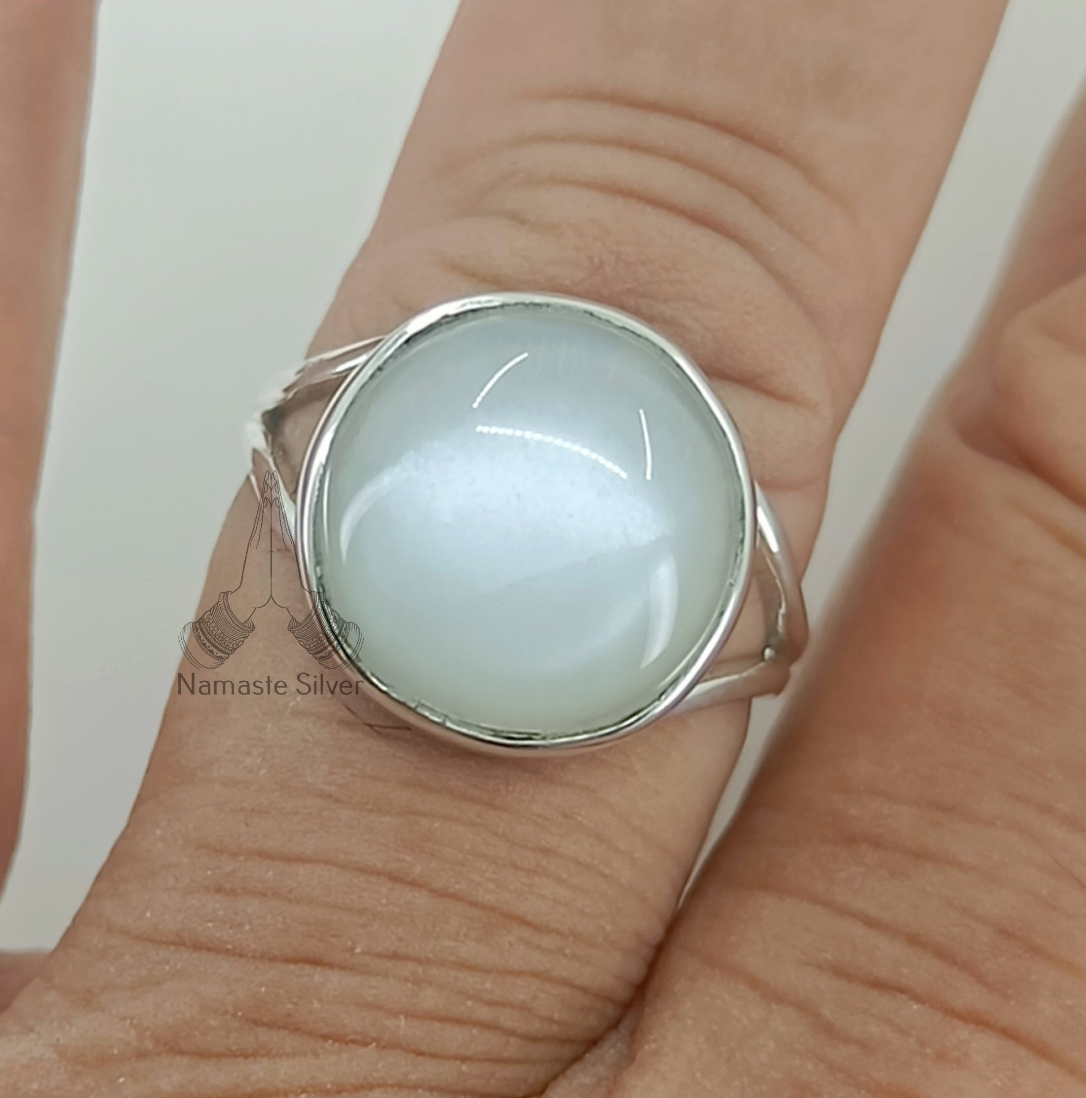 Moonstone Round Sterling Silver Handmade Ring Statement Boho Jewelry Gift for her Birthday Anniversary Wedding Christmas Valentine's Day