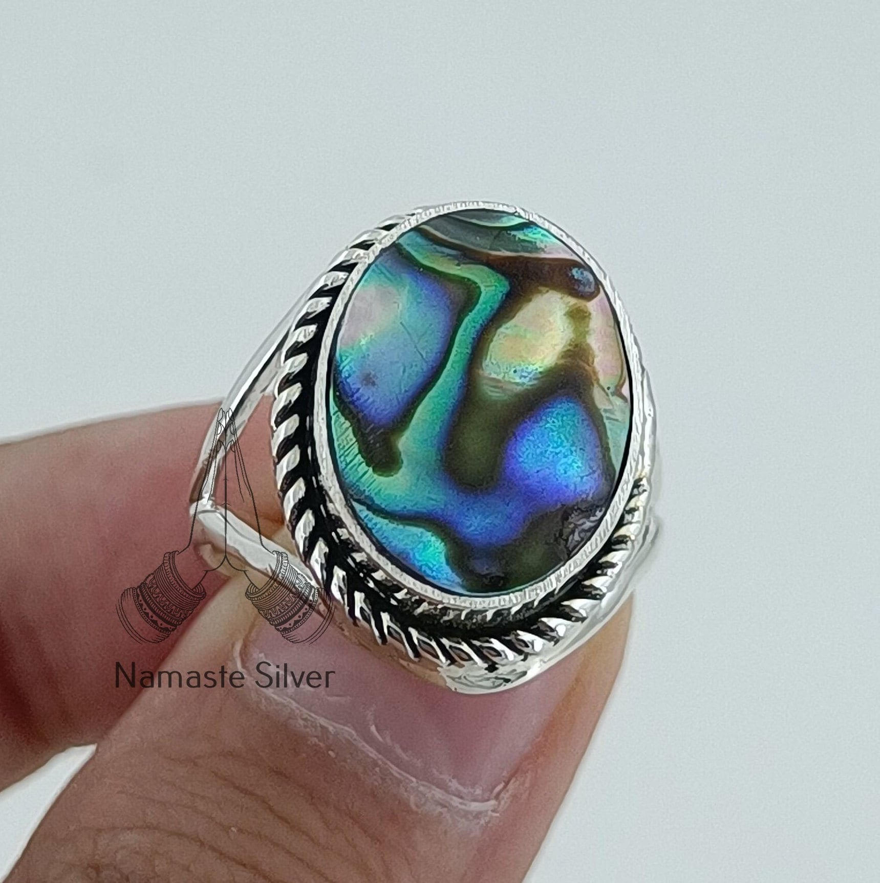 Abalone Silver Ring, Paua Shell Ring, Abalone Shell Ring, Abalone Jewelry, Abalone handmade Ring, Boho Ring, Gift for Her