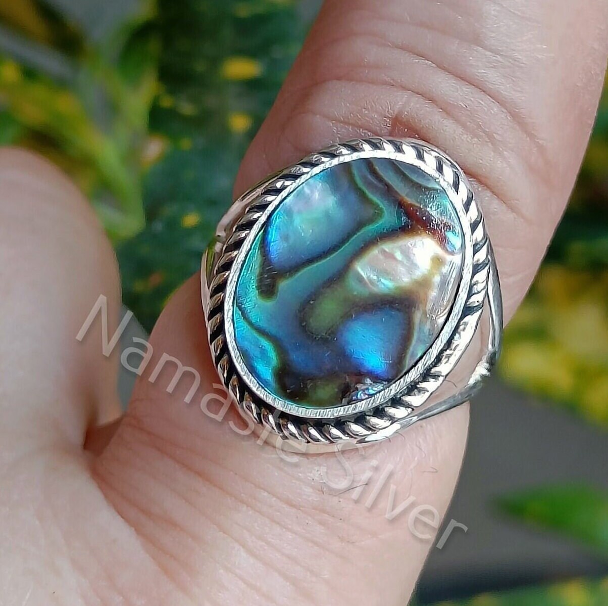 Abalone Silver Ring, Paua Shell Ring, Abalone Shell Ring, Abalone Jewelry, Abalone handmade Ring, Boho Ring, Gift for Her