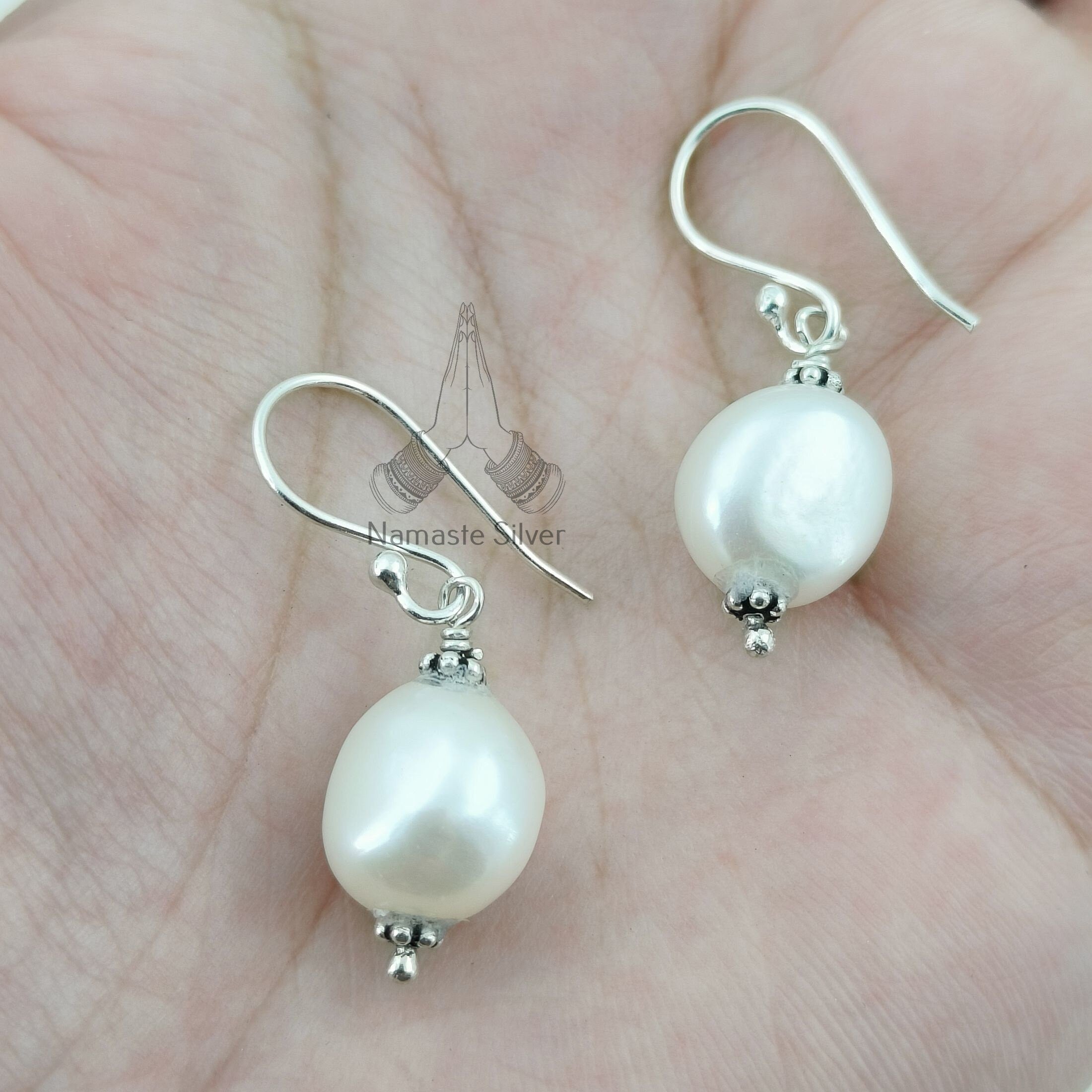 Pearl Dangle Earrings, 925 Sterling Silver Baroque Pearl Earrings, Handmade Freshwater Baroque Pearl Jewelry, June Birthstone Gift For Her