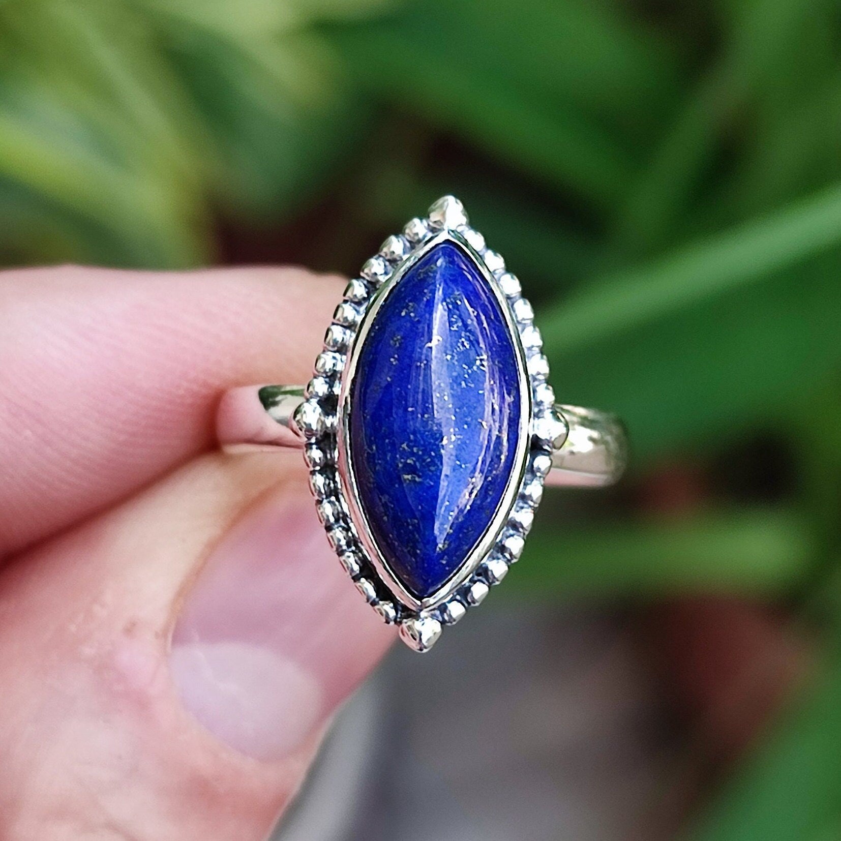 Lapis Lazuli Ring, Lapis Lazuli Silver Ring, Handmade Lapis Jewelry, Sterling Silver Blue Gemstone Ring, Gift for Her Birthday Anniversary