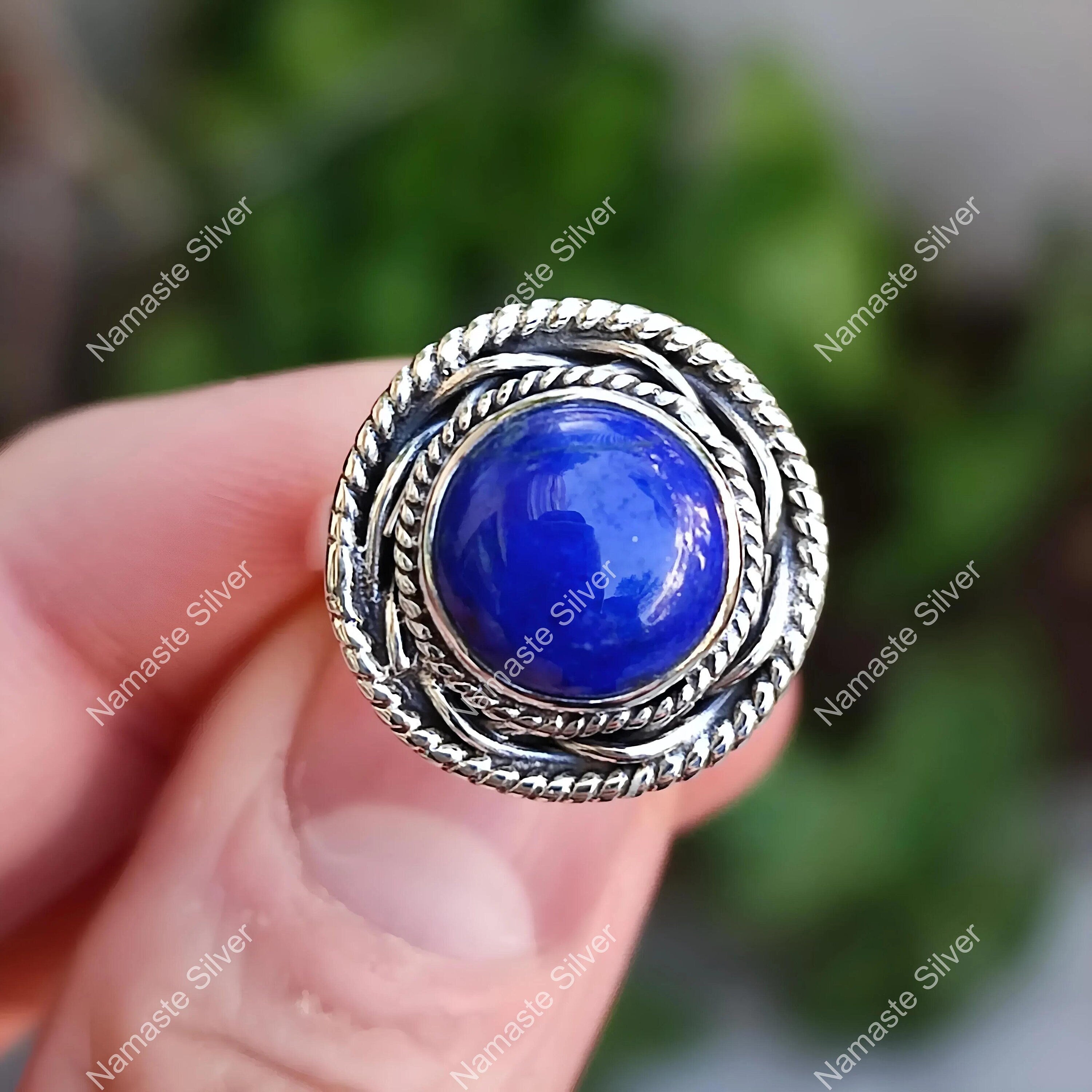 Sparkling Lapis Lazuli Ring, Gemstone Ring, Blue Statement Ring, 925 Sterling Silver Jewelry, Engagement Gift, Ring For Brides Maid