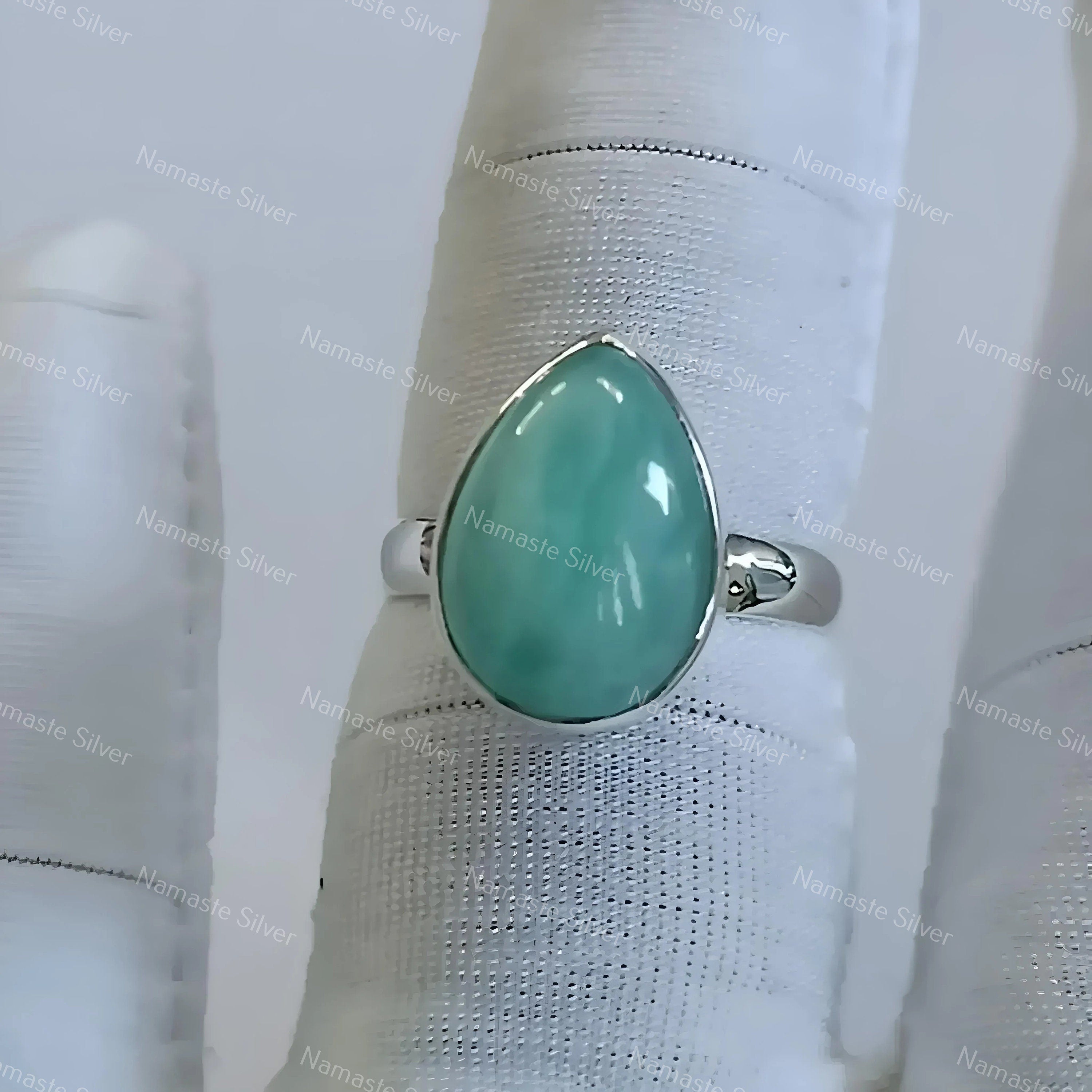 Handmade Natural Amazonite Pearshape Ring | 925 Sterling Silver Women's Jewelry | Boho Gemstone Statement Ring | Gift for her Birthday