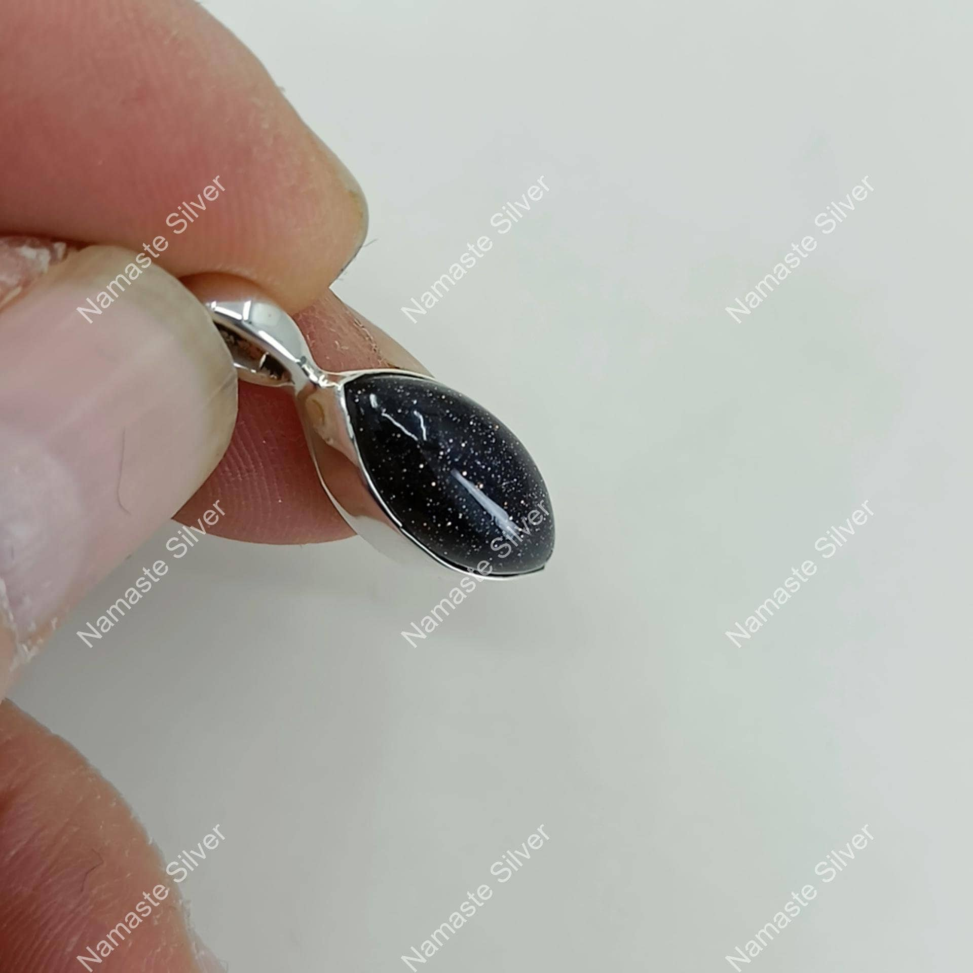 Natural Blue Goldstone Silver Pendant, Handmade Gemstone Pendant, 925 Sterling Silver Jewelry, Engagement Gift, Pendant For Best Friend