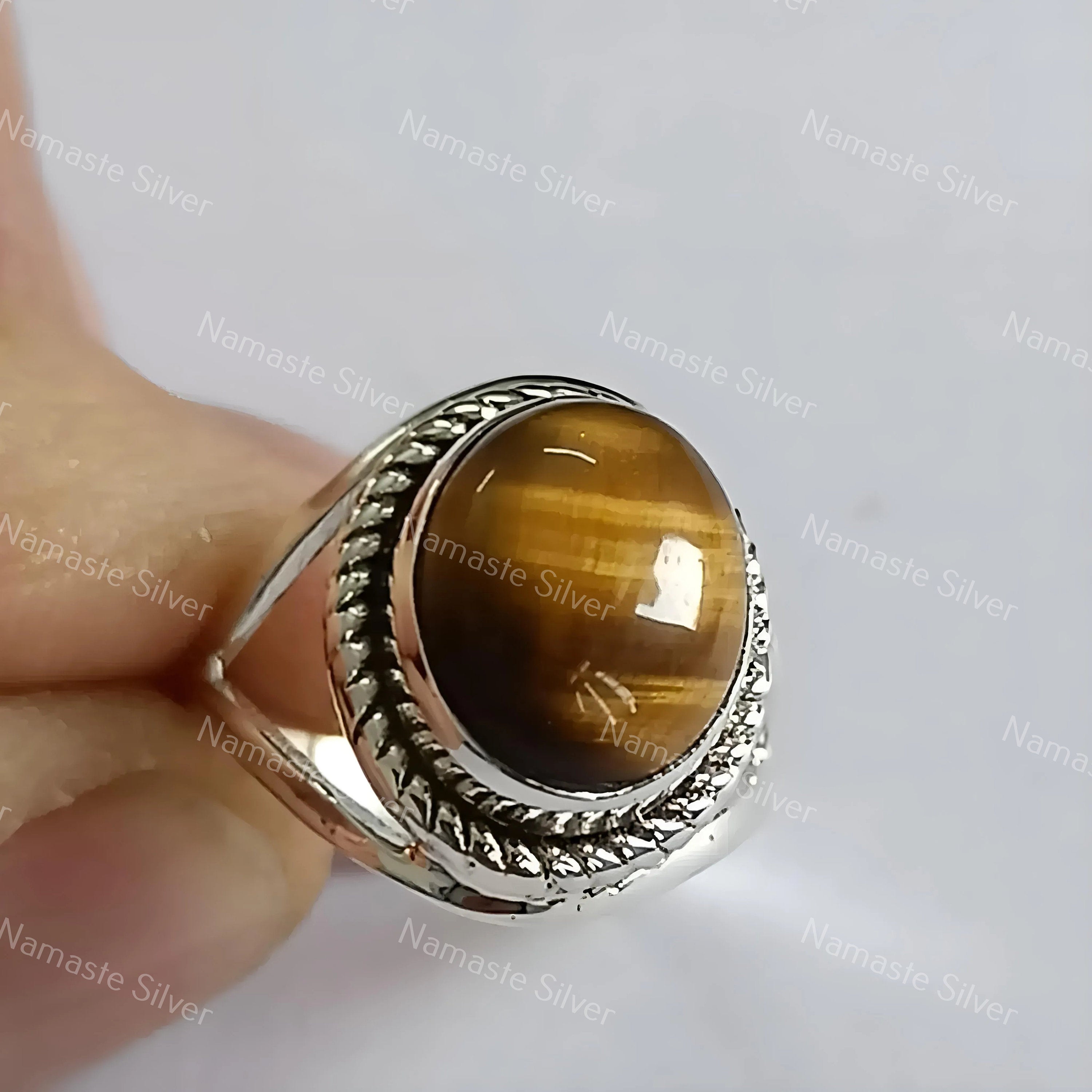 Tigers Eye Oval Silver Ring, Tigers Eye 925 Sterling Silver Handmade Statement Women Ring,  Natural Tigers Eye Ring, Boho Ring, Gift for her