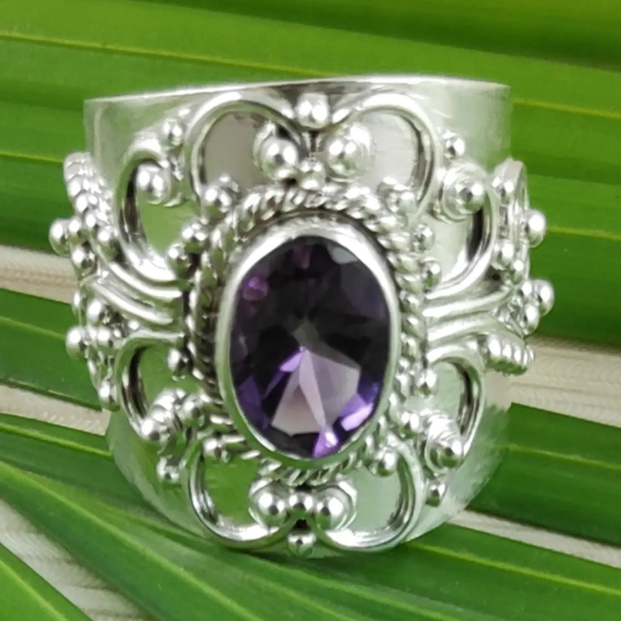 Navya Craft Amethyst 925 Sterling Silver Women Handmade Ring for Women Sizes 4 to 14 US